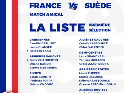 LISTES DES JOUEUSES POUR LES DEUX MATCHS CONTRE LA SUEDE POUR NOS BLEUES